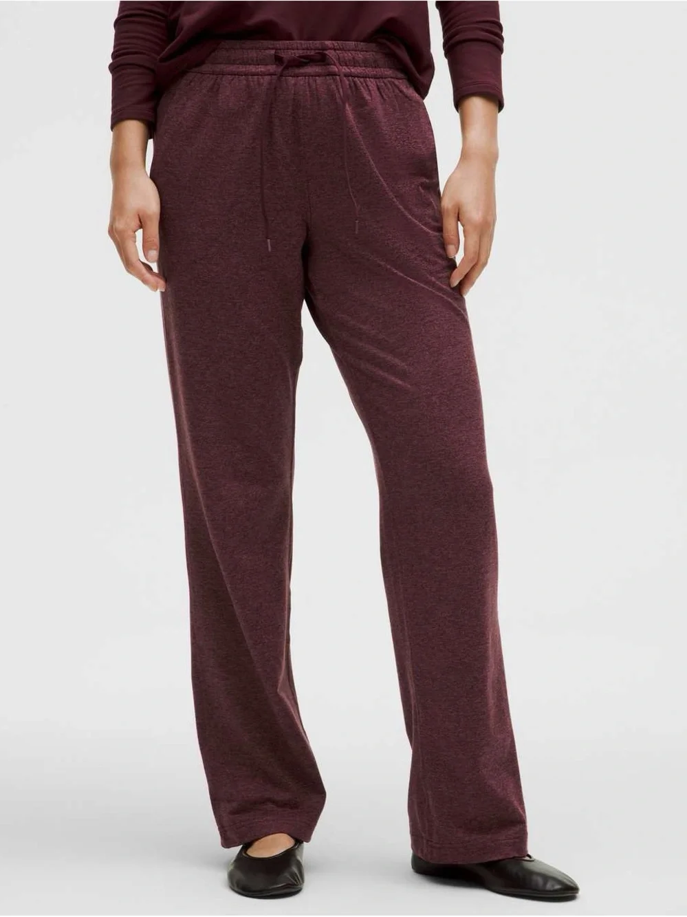 NWT Lululemon Soft Jersey Straight-Leg Mid-Rise Pants Heathered Garnet Size 10